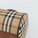 Burberrys Nova Check Hand Bag Canvas Beige Gold Auth 190848A-12