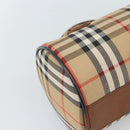 Burberrys Nova Check Hand Bag Canvas Beige Gold Auth 190848A-13