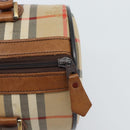 Burberrys Nova Check Hand Bag Canvas Beige Gold Auth 190848A-14