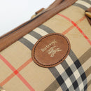 Burberrys Nova Check Hand Bag Canvas Beige Gold Auth 190848A-15
