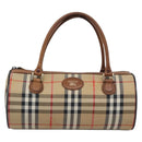 Burberrys Nova Check Hand Bag Canvas Beige Gold Auth 190848A-2