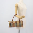 Burberrys Nova Check Hand Bag Canvas Beige Gold Auth 190848A-20
