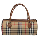 Burberrys Nova Check Hand Bag Canvas Beige Gold Auth 190848A-3