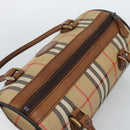 Burberrys Nova Check Hand Bag Canvas Beige Gold Auth 190848A-6
