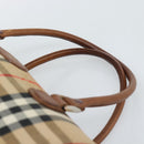 Burberrys Nova Check Hand Bag Canvas Beige Gold Auth 190848A-8