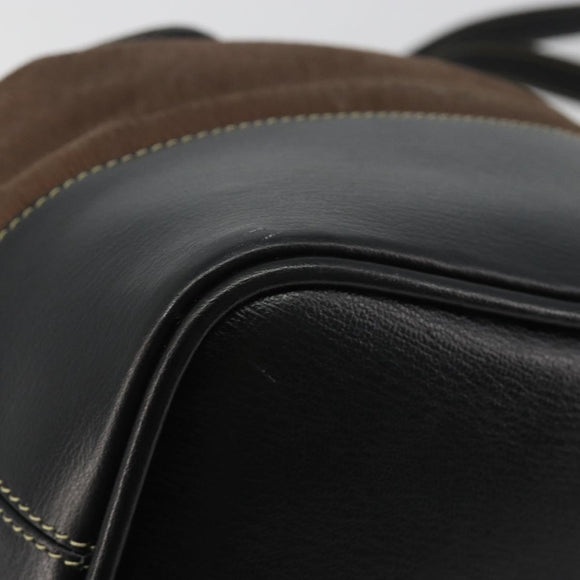 LOEWE Velazquez Shoulder Bag Leather Brown Gold Auth 190849A