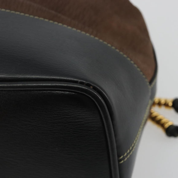 LOEWE Velazquez Shoulder Bag Leather Brown Gold Auth 190849A