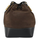 LOEWE Velazquez Shoulder Bag Leather Brown Gold Auth 190849A-2
