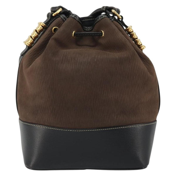 LOEWE Velazquez Shoulder Bag Leather Brown Gold Auth 190849A