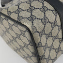GUCCI GG Supreme Sherry Line Boston Bag PVC Navy Gold 40 02 006 Auth 190850-15
