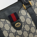 GUCCI GG Supreme Sherry Line Boston Bag PVC Navy Gold 40 02 006 Auth 190850-18