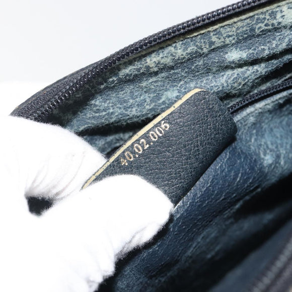 GUCCI GG Supreme Sherry Line Boston Bag PVC Navy Gold 40 02 006 Auth 190850