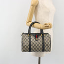 GUCCI GG Supreme Sherry Line Boston Bag PVC Navy Gold 40 02 006 Auth 190850-23