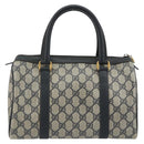 GUCCI GG Supreme Sherry Line Boston Bag PVC Navy Gold 40 02 006 Auth 190850-2