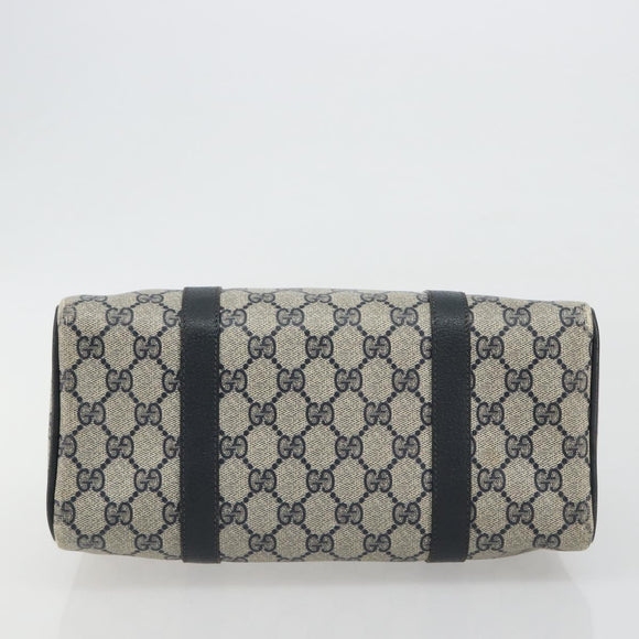 GUCCI GG Supreme Sherry Line Boston Bag PVC Navy Gold 40 02 006 Auth 190850
