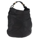 Max Mara Shoulder Bag Leather Black Gold Auth 190851A-1