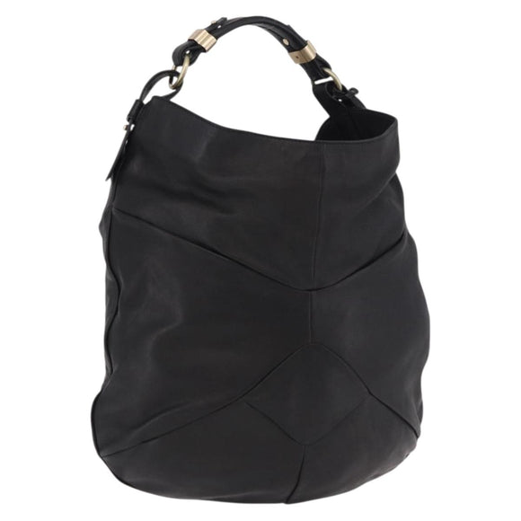 Max Mara Shoulder Bag Leather Black Gold Auth 190851A