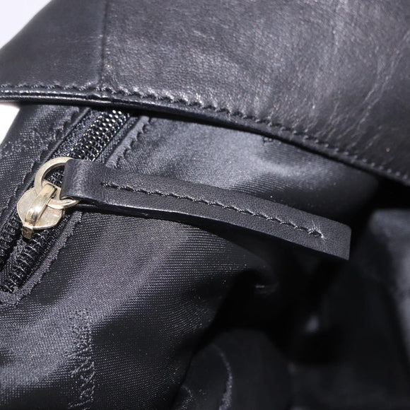 Max Mara Shoulder Bag Leather Black Gold Auth 190851A