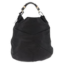 Max Mara Shoulder Bag Leather Black Gold Auth 190851A-3