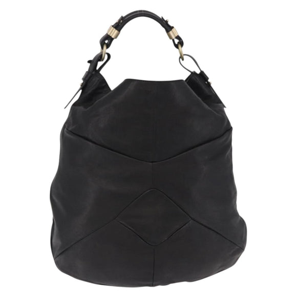 Max Mara Shoulder Bag Leather Black Gold Auth 190851A