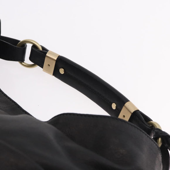 Max Mara Shoulder Bag Leather Black Gold Auth 190851A