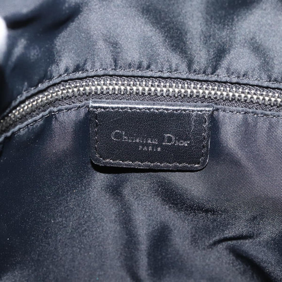 Christian Dior Trotter Canvas Shoulder Bag Black Silver Auth 190852A