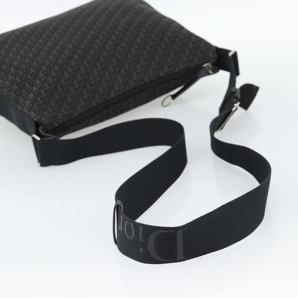 Christian Dior Trotter Canvas Shoulder Bag Black Silver Auth 190852A
