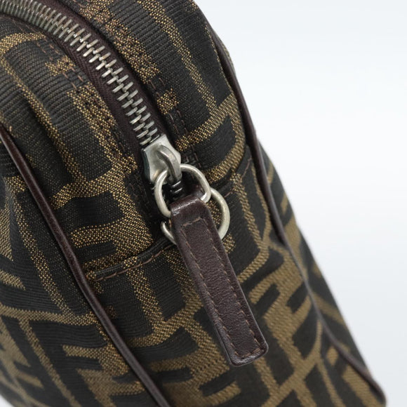 FENDI Zucca Canvas Hand Bag Black Brown Auth 190854