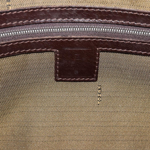 FENDI Zucca Canvas Hand Bag Black Brown Auth 190854