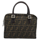 FENDI Zucca Canvas Hand Bag Black Brown Auth 190854-13