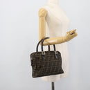 FENDI Zucca Canvas Hand Bag Black Brown Auth 190854-22