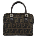 FENDI Zucca Canvas Hand Bag Black Brown Auth 190854-2