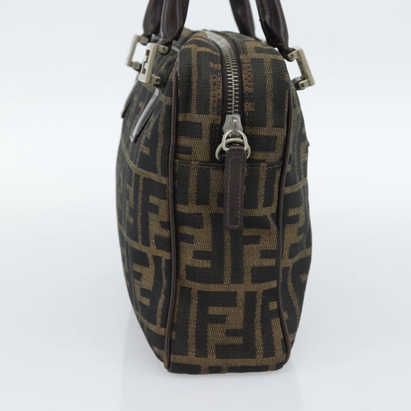 FENDI Zucca Canvas Hand Bag Black Brown Auth 190854