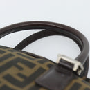 FENDI Zucca Canvas Hand Bag Black Brown Auth 190854-8