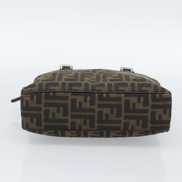 FENDI Zucca Canvas Hand Bag Black Brown Auth 190854