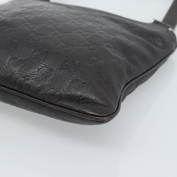 GUCCI GG Canvas Guccissima Bag Leather Dark Brown Gold 201538 Auth 190855