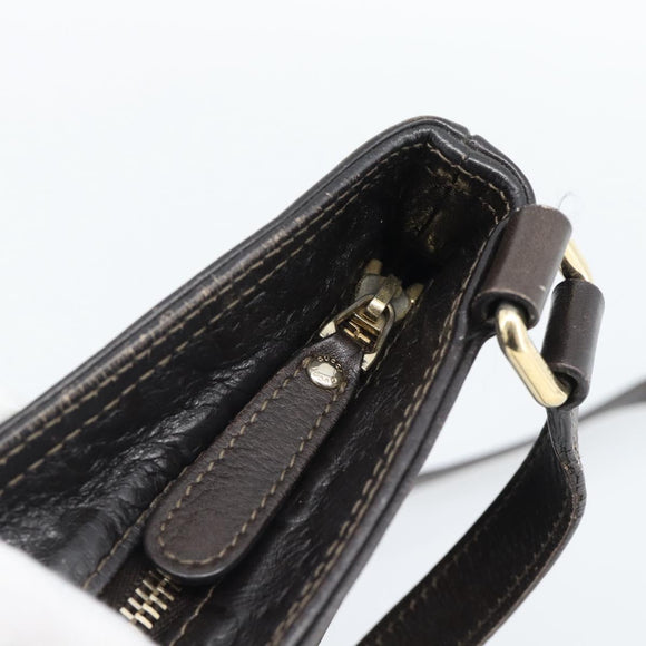 GUCCI GG Canvas Guccissima Bag Leather Dark Brown Gold 201538 Auth 190855