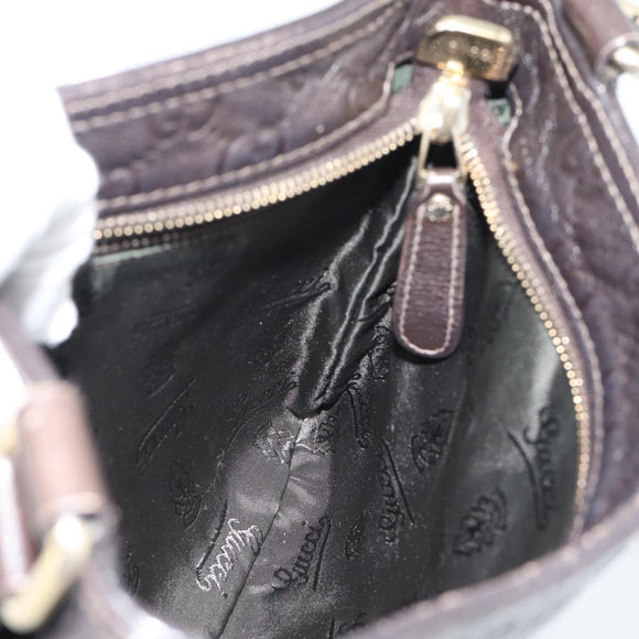 GUCCI GG Canvas Guccissima Bag Leather Dark Brown Gold 201538 Auth 190855