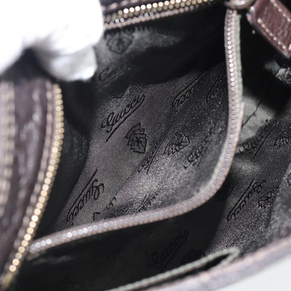 GUCCI GG Canvas Guccissima Bag Leather Dark Brown Gold 201538 Auth 190855