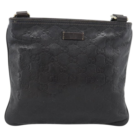 GUCCI GG Canvas Guccissima Bag Leather Dark Brown Gold 201538 Auth 190855