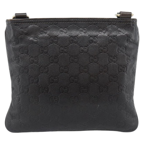 GUCCI GG Canvas Guccissima Bag Leather Dark Brown Gold 201538 Auth 190855
