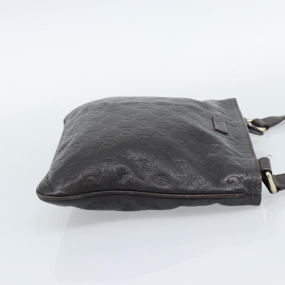 GUCCI GG Canvas Guccissima Bag Leather Dark Brown Gold 201538 Auth 190855