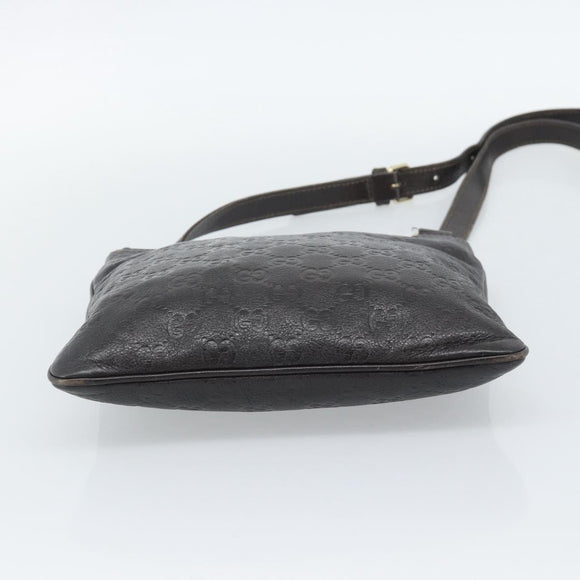 GUCCI GG Canvas Guccissima Bag Leather Dark Brown Gold 201538 Auth 190855