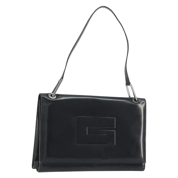 GUCCI Shoulder Bag Patent Leather Black Silver 001 2033 Auth 190856