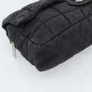 CHANEL Choco Bar Chain Shoulder Bag Nylon Black Silver CC Auth 190857A-11