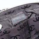 CHANEL Choco Bar Chain Shoulder Bag Nylon Black Silver CC Auth 190857A-16