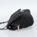 CHANEL Choco Bar Chain Shoulder Bag Nylon Black Silver CC Auth 190857A-4
