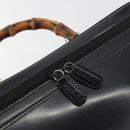 GUCCI Bamboo Hand Bag Patent Leather 2way Black Silver 013 122 2491 Auth 190862-20