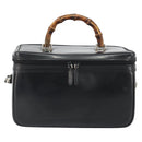 GUCCI Bamboo Hand Bag Patent Leather 2way Black Silver 013 122 2491 Auth 190862-13