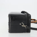GUCCI Bamboo Hand Bag Patent Leather 2way Black Silver 013 122 2491 Auth 190862-3